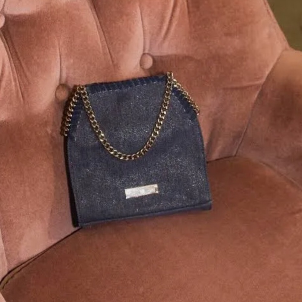INC International Concepts Blue Denim Crossbody Chain Bag